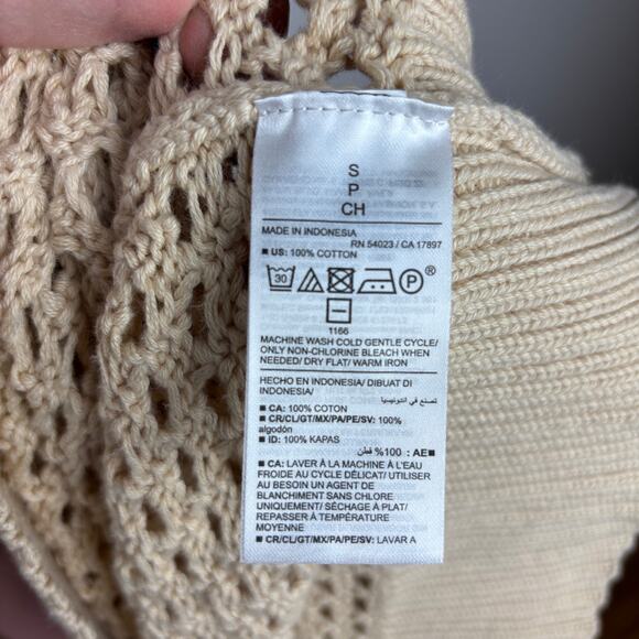 Old Navy Open Stitch Pullover Sweater Small Beige coastal beach resort boxy - Picture 7 of 8